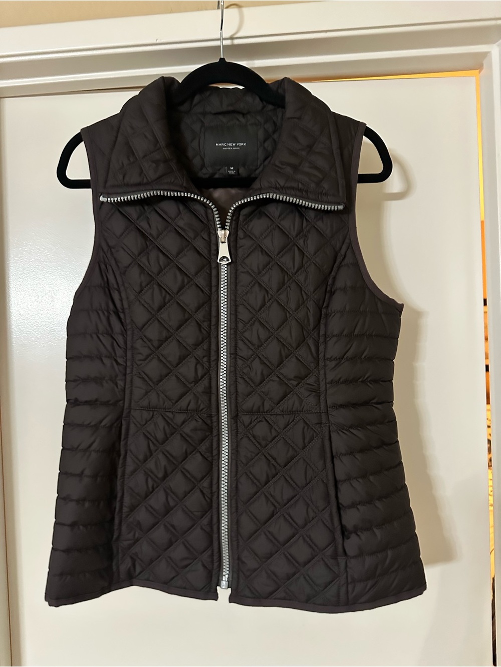 Marc New York Quilted Dark Brown Sleeveless Puffer Vest
